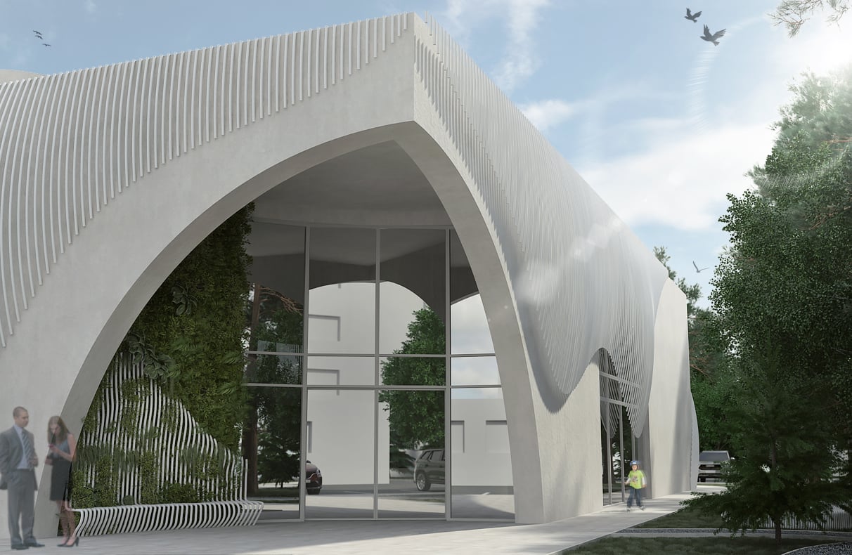 Projekt budynku Miejsko-Gminnej Biblioteki Publicznej w Bełżycach od GK-Atelier