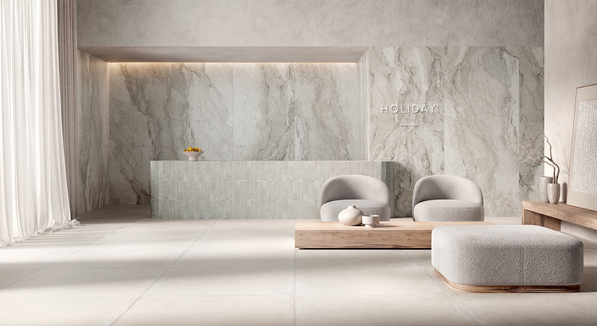 Płytka gresowa Holiday Stone Beige 2748x1198 - Tubądzin