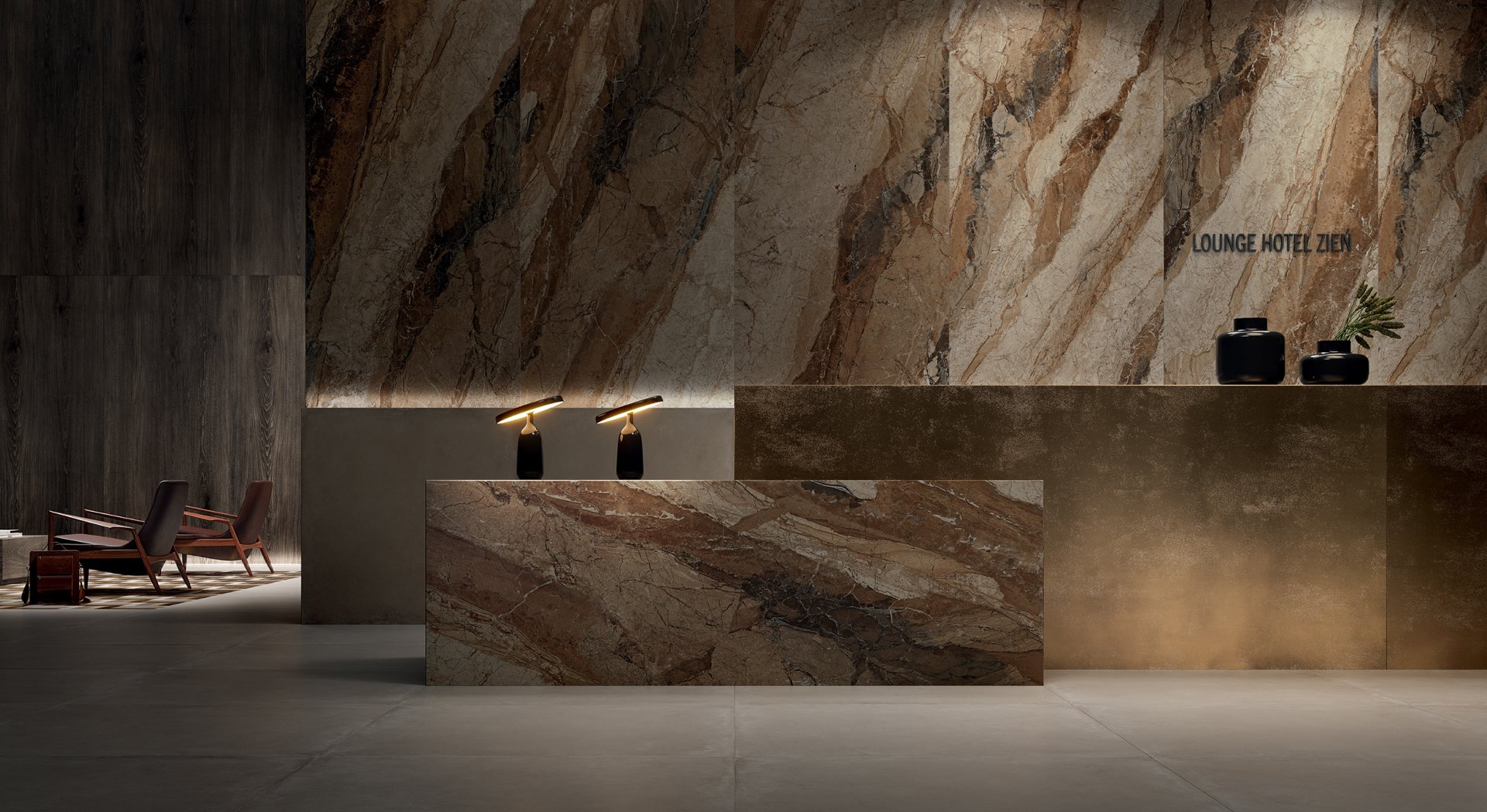 Płytka gresowa Lounge Stone Brown 2748×1198 od Tubądzin