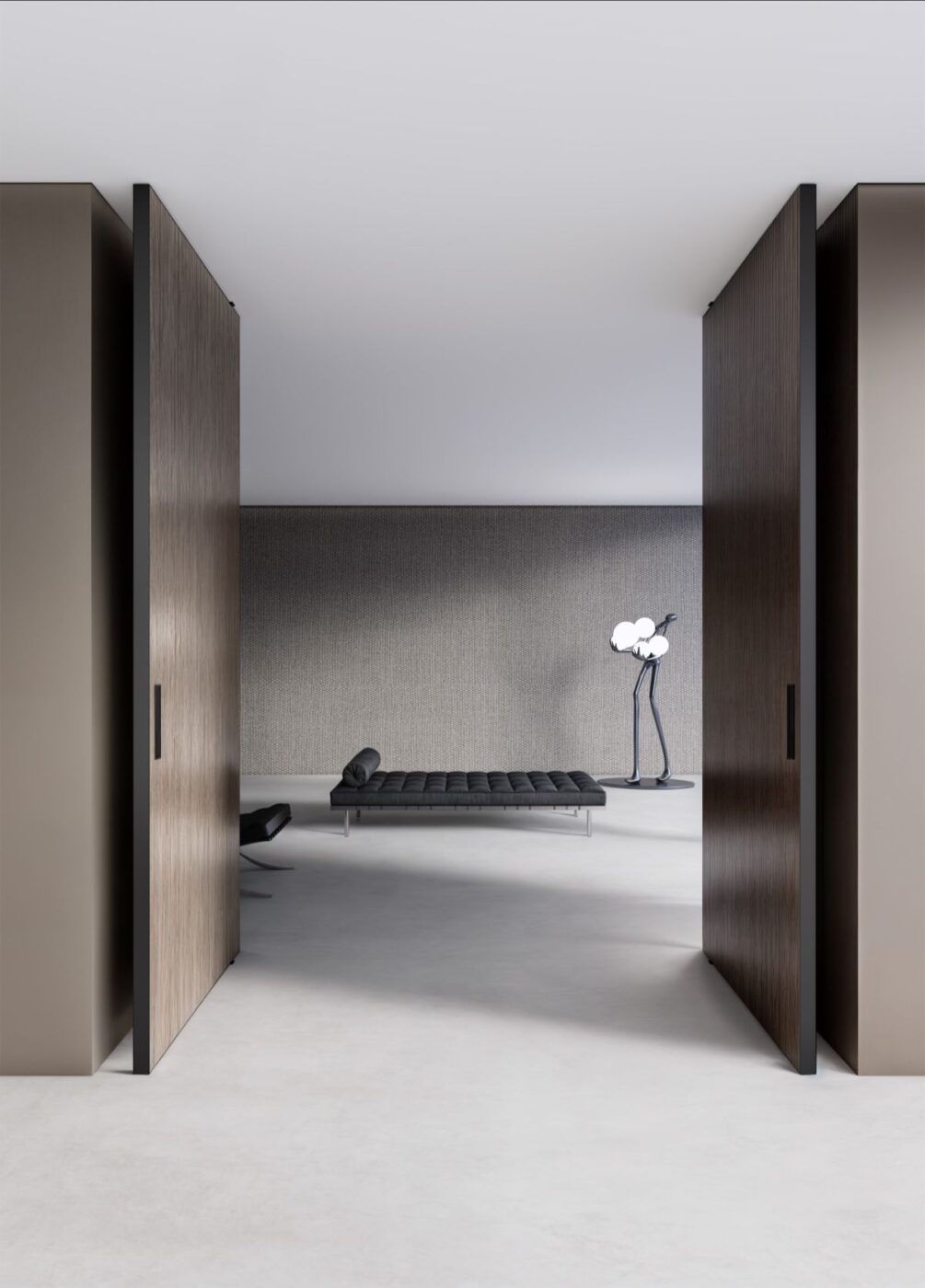 PIU Design poszerza swoją kolekcję o najnowszy system drzwi PIU PIVOT w wersji Glass i ALU. System wysokich drzwi obrotowych na zawiasie góra-dół łączy lekkość szkła z precyzją aluminiowej konstrukcji