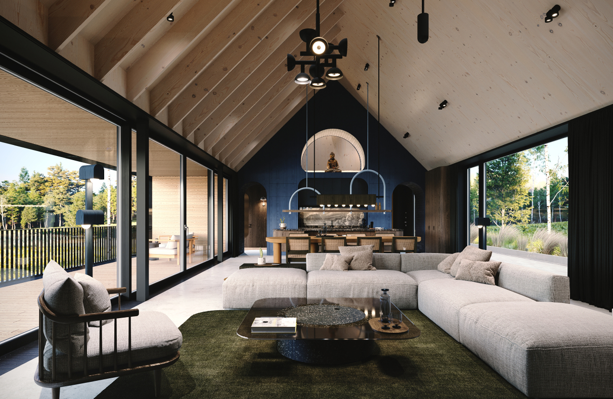 Zachwycający drewnem i kolorem dom na Mazurach: tak obłędnego wnętrza dawno nie widzieliście!