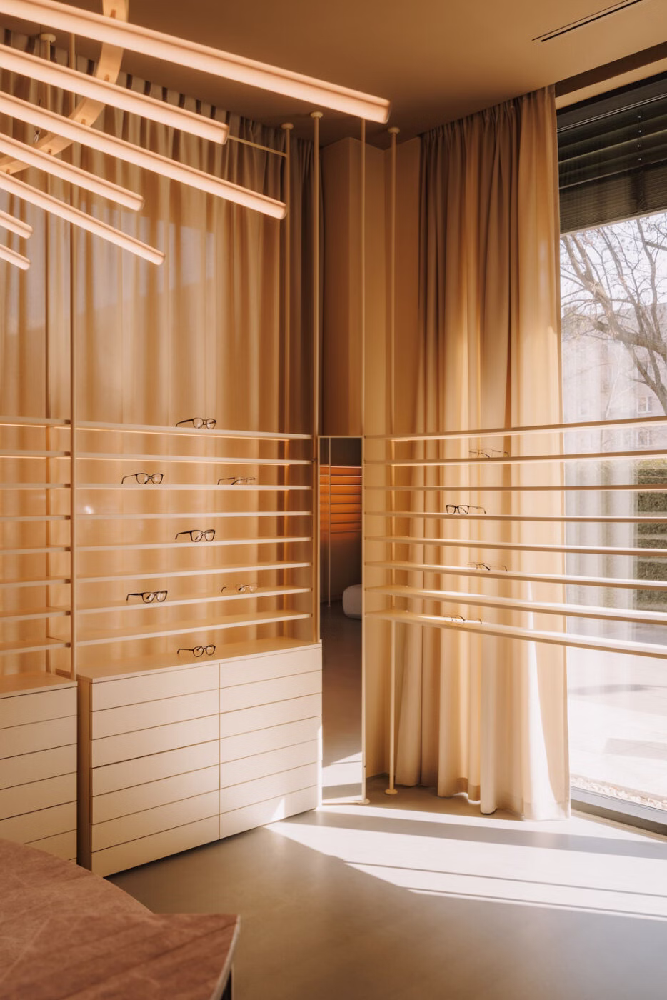 Między światłem a impulsem. Biologiczna architektura salonu optycznego 3 Architektura i biologia przenikają się tu w sposób niemal niezauważalny – subtelnie, jak światło przechodzące przez soczewkę