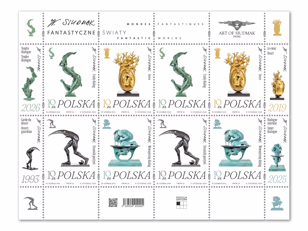 Fantastyczne światy Wojciecha Siudmaka na znaczkach Poczty Polskiej 1 Fantastyczne światy Wojciecha Siudmaka na znaczkach Poczty Polskiej