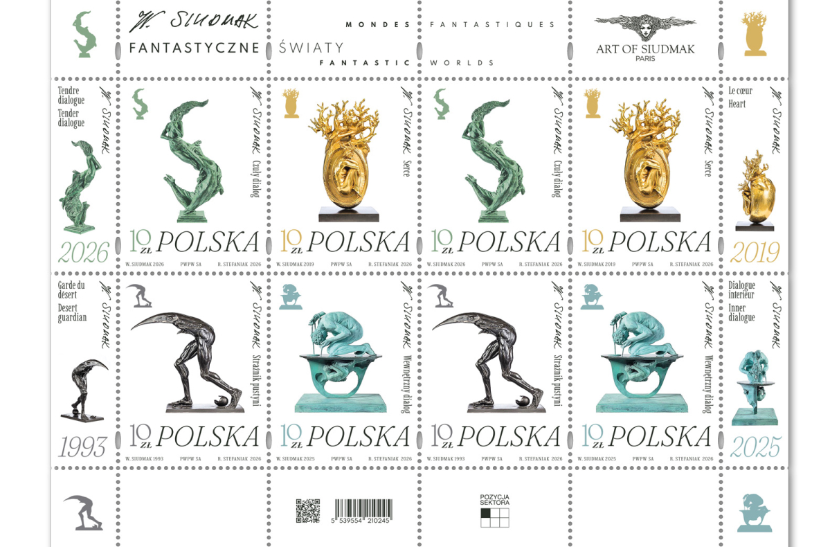 Fantastyczne światy Wojciecha Siudmaka na znaczkach Poczty Polskiej