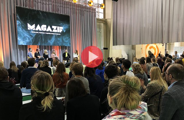 zdjęcie sceny z widownią podczas panelu MAGAZIF na Arena Design 2019