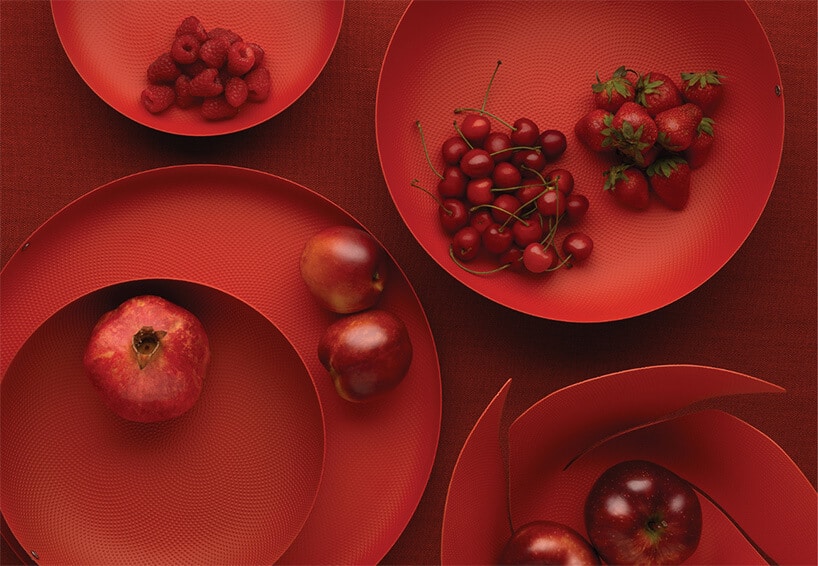 czerwona zastawa z owocami w kolorze czerwonym