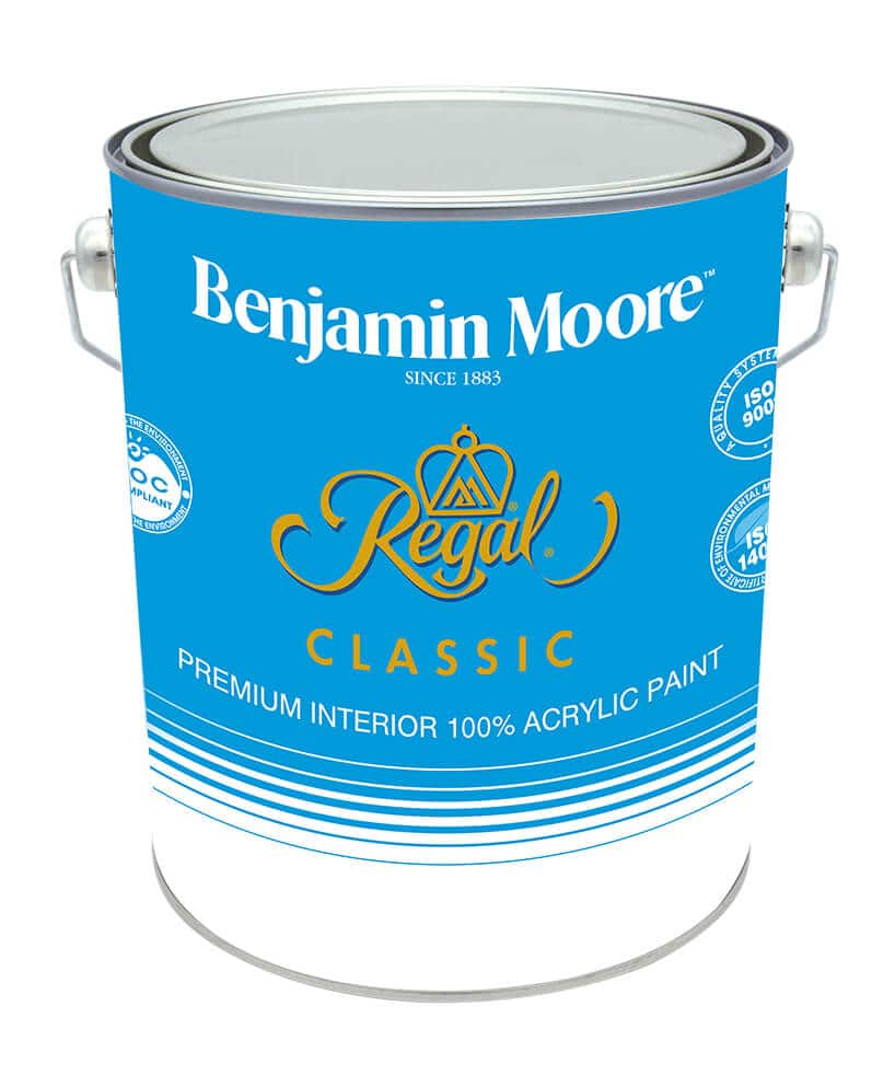 niebieska puszka farby Benjamin Moore Regal classic