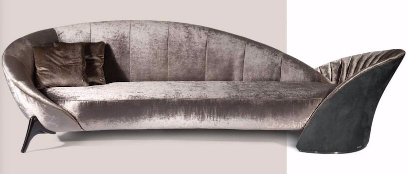 wyjątkowa błyszcząca z odpadającym oparciem sofa Presence od Visionnaire