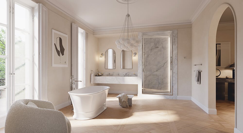 Łazienka w stylu francuskim - nowoczesny french modern.