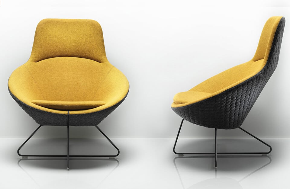 żółto-czarny nowoczesny fotel