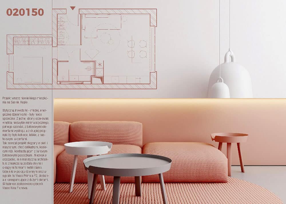 Minimalizm w kolorze pink! Projekt koncepcyjny mieszkania na Saskiej Kępie