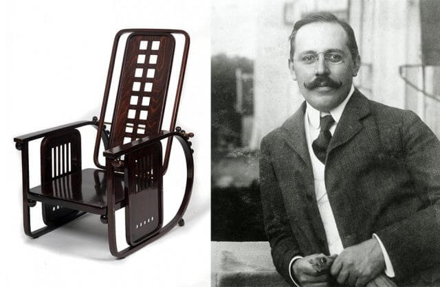 brązowe modernistyczne krzesło i Josef Hoffmann