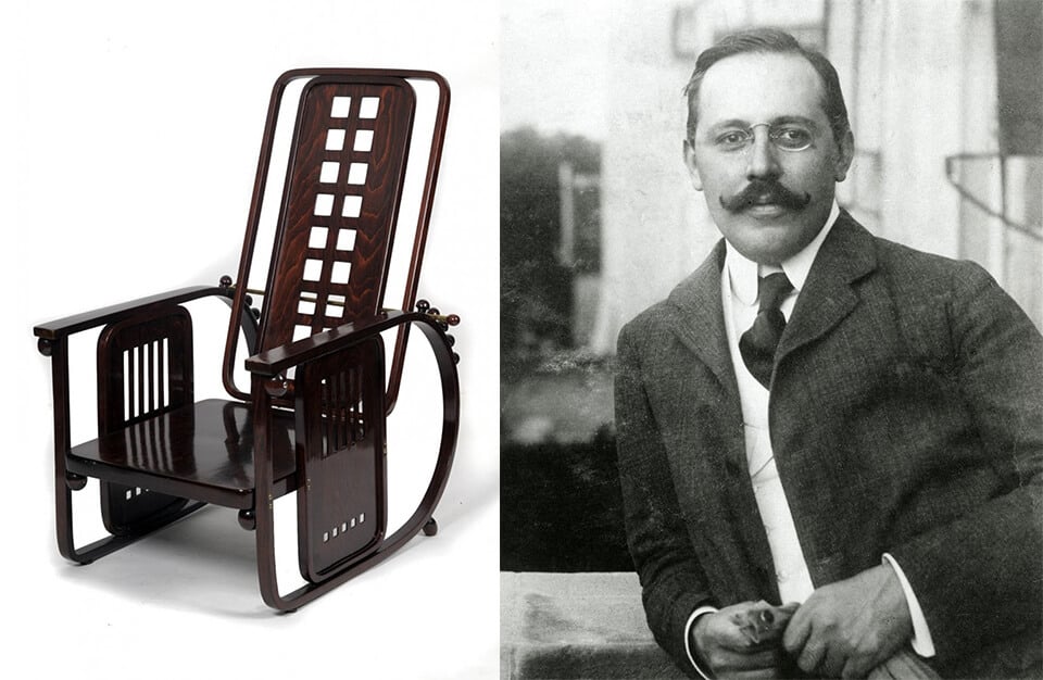 brązowe modernistyczne krzesło i Josef Hoffmann