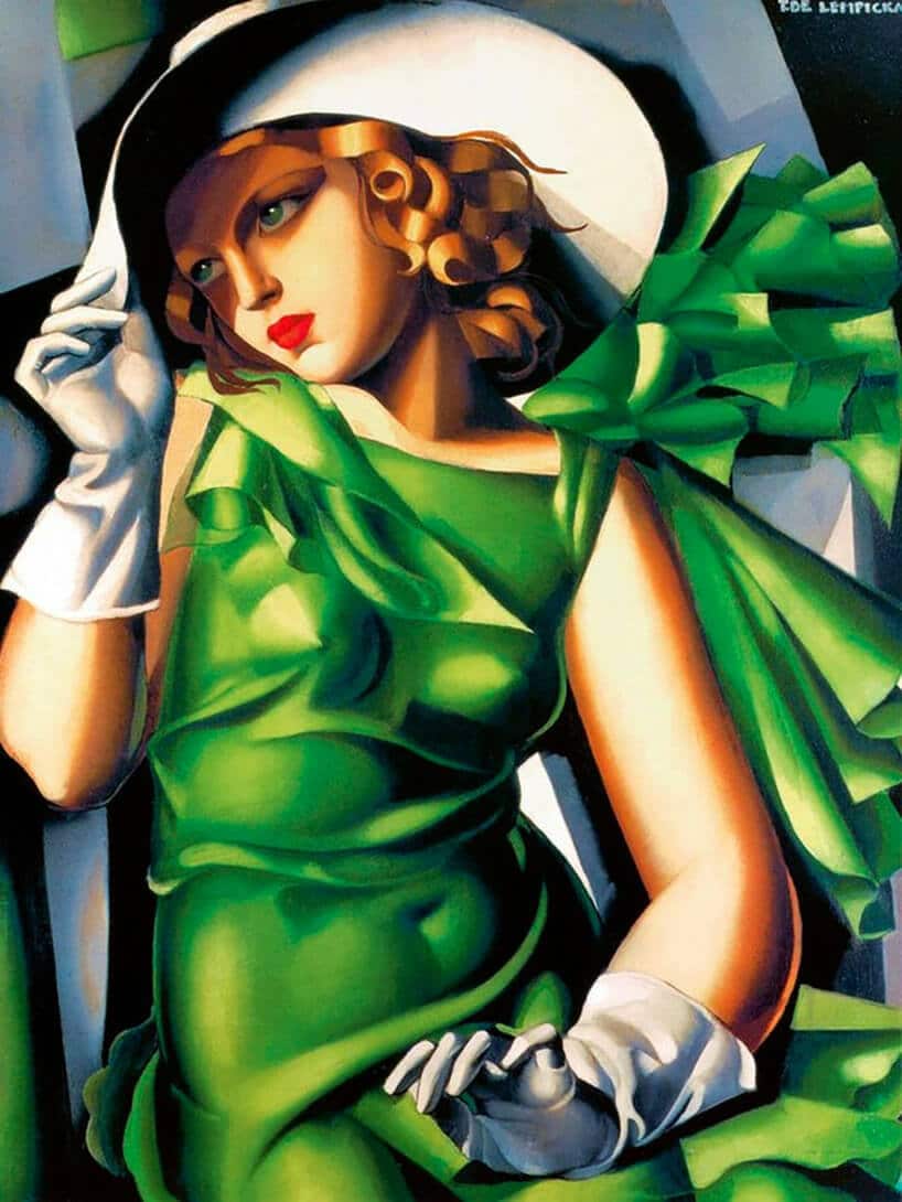 Tamara Łempicka malarka art déco Dziewczyna w zielonej sukience