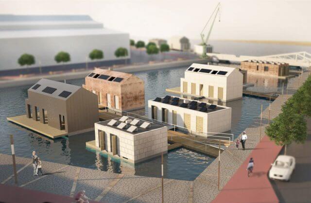wizualizacja dzielnicy pływających domów