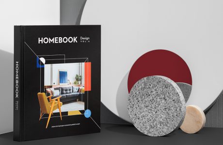 album Homebook Design vol. 6 obok róznych okrągłych elementów dekoracyjnych