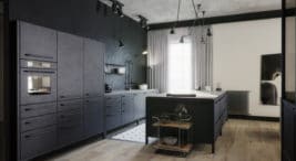 projekt minimalistycznego apartementu w ciemnje kolorystyce studio o.