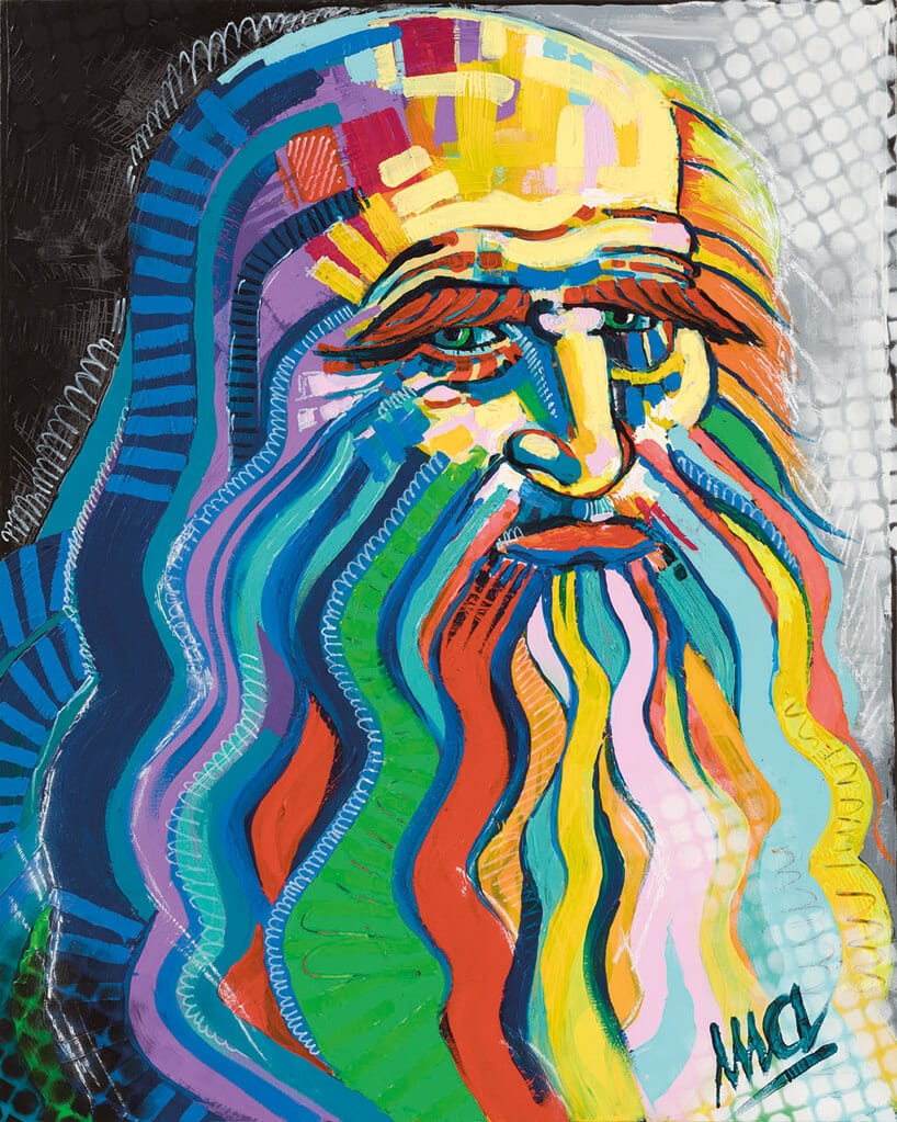 kolorowy obraz mężczyzny z brodą