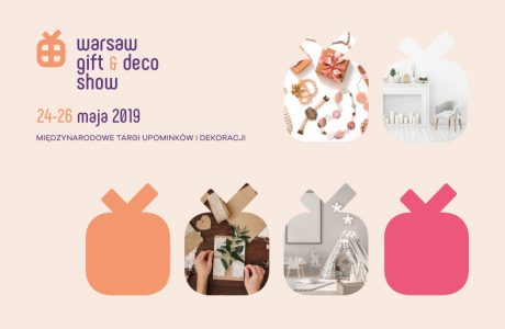 zapowiedź Warsaw Gift & Deco Show 2019 na beżowy tle