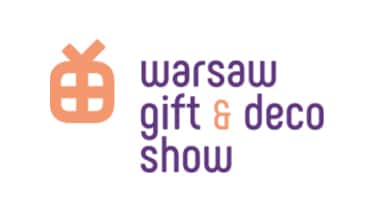 pomarańczowo fioletowy logotyp warsaw gist & deco show 2020