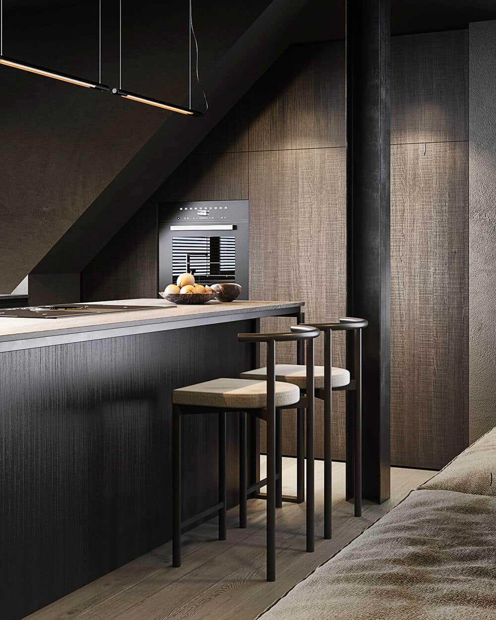 Spójne oblicze industrialu: apartament na poddaszu w Monachium
