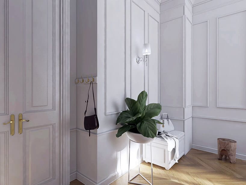 przedpokój inspiracje - wnętrze z zdobionymi ścianami artdeco