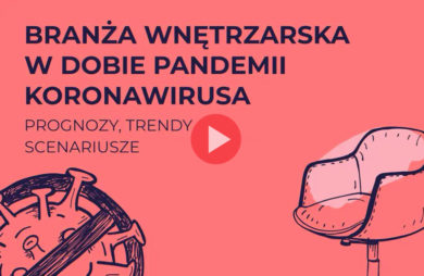 czerwona plakat dokumentu MAGAZIF o branży wnętrzarskiej w czasie pandemii 2020