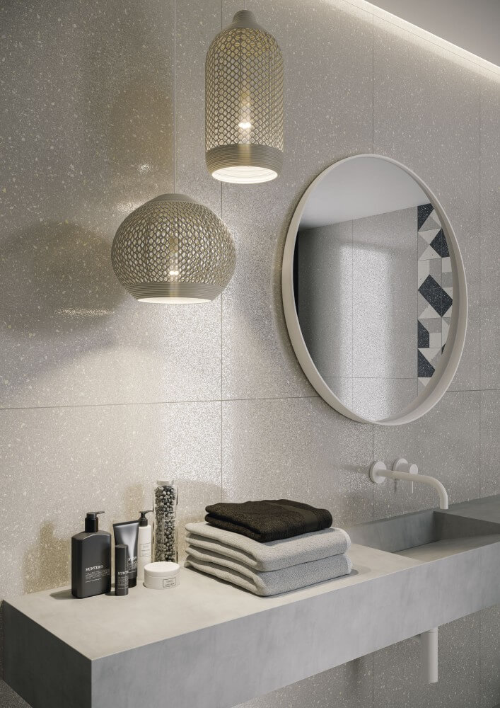 lustro łazienkowe z oświetleniem aranżacja od ceramiki paradyż