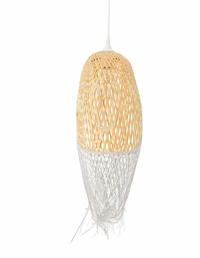 ręcznie pleciony podłużny klosz lampy Bambou Naturel