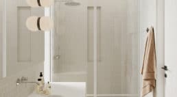 kabina prysznicowa przy blacie w łazience