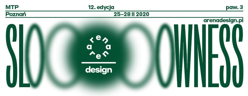 zielony plakat adrena design 2020 z hasłem SLOWNESS
