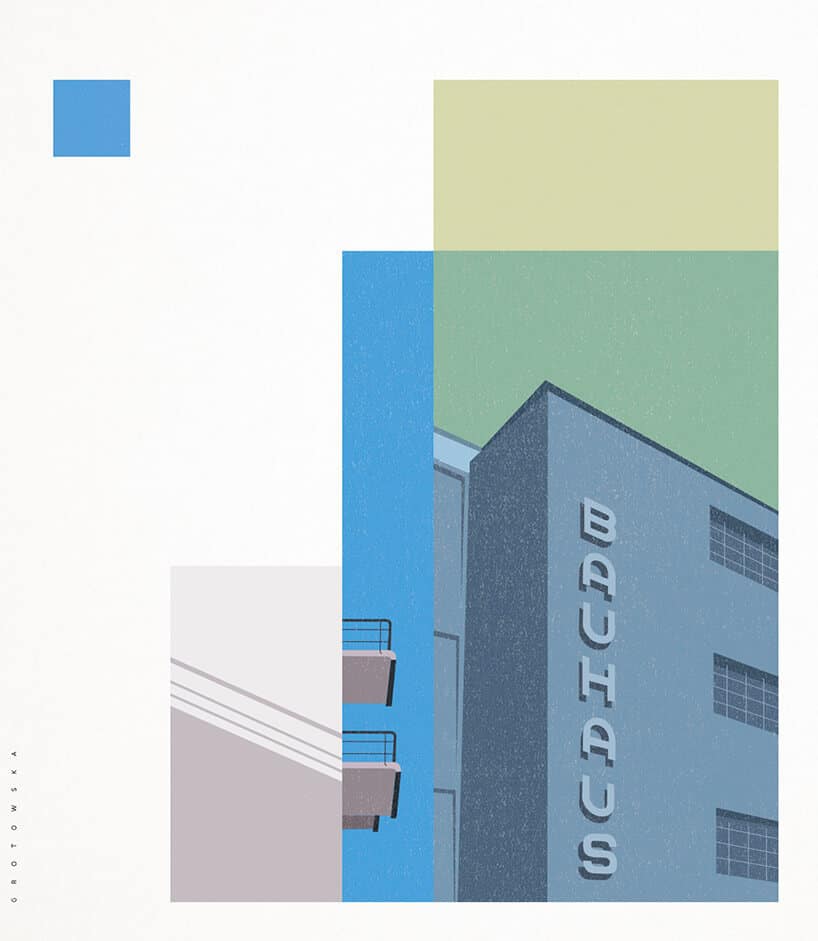 grafika budynku z napisem Bauhaus