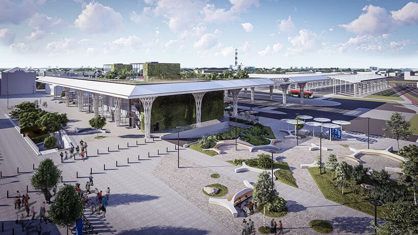 projekt intermodalnego dworca metropolitarnego w Lublinie od Tremend widok na cały kompleks z góry