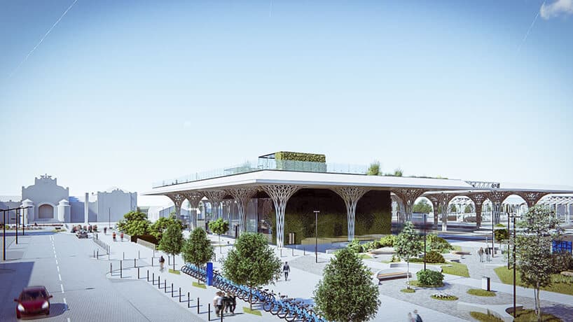 projekt intermodalnego dworca metropolitarnego w Lublinie od Tremend widok na przestrzeń przed wejściem