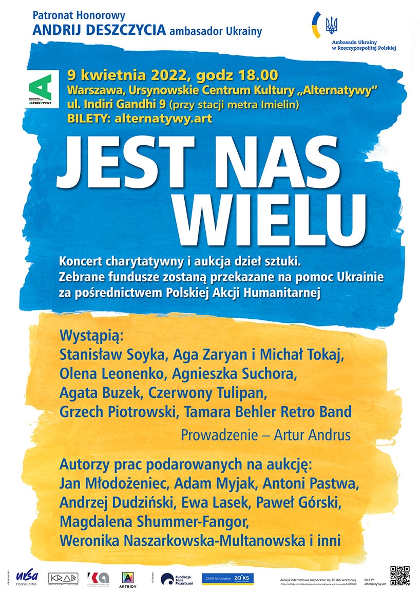 „Jest nas wielu" – koncert charytatywny i aukcja dzieł sztuki na pomoc Ukrainie
