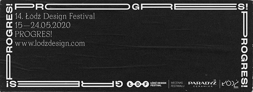 czarno biały plakat Łódź Design Festival 2020