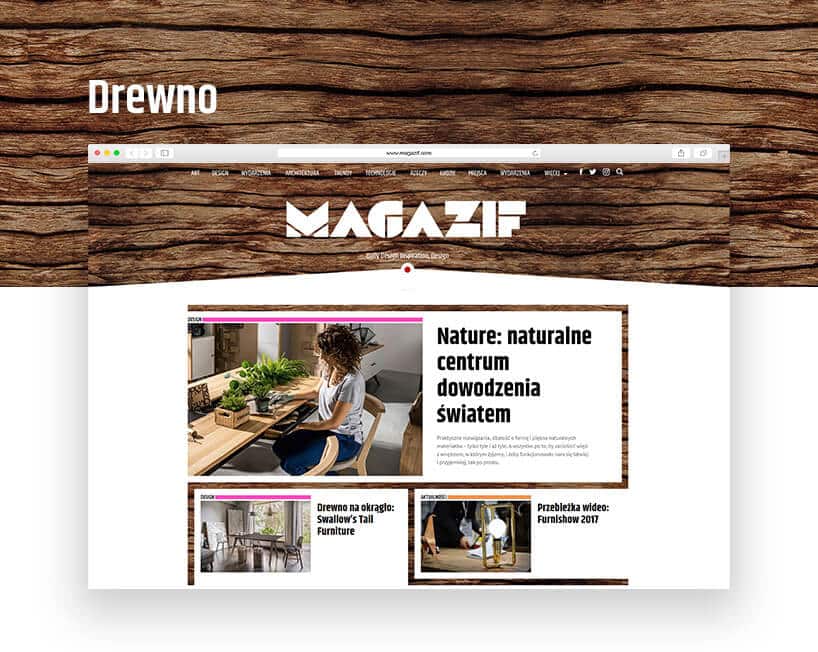 magazif ciemne brązowe drewno