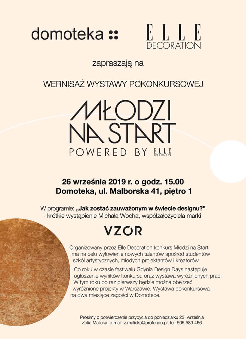 zaproszenie na wernisaż konkursu Młodzi na start