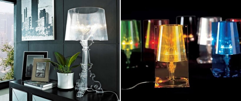 małe lampy w całości z przeźroczystego kolorowego plastiku