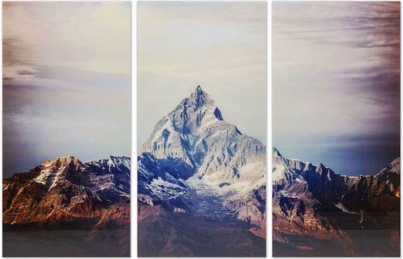 obraz tryptyk Triptychon Matterhorn od Kare Design widok zaśnieżonego szczytu górskiego