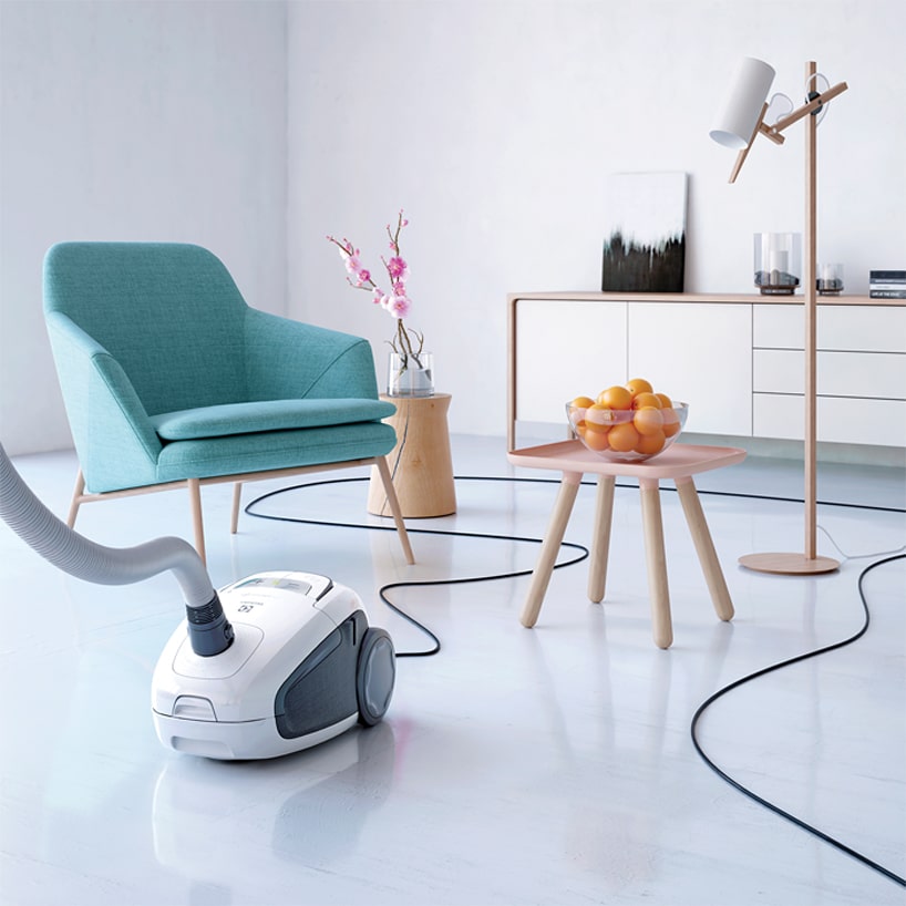 biało szary mały bardzo cichy odkurzacz workowy Electrolux