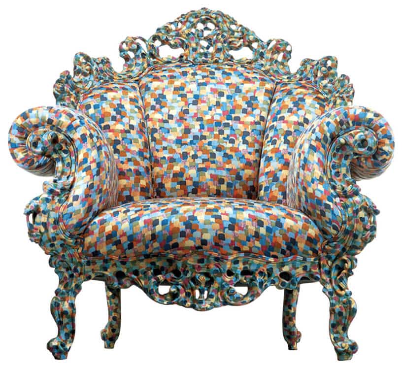 fotel w kwadraciki różnego koloru