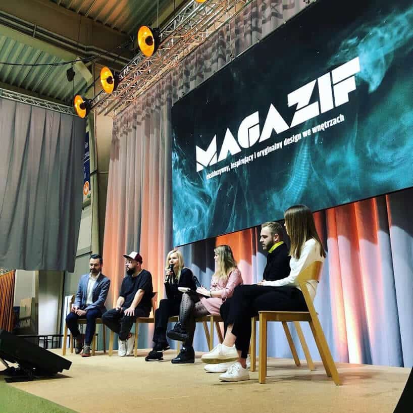 sześć osób na panelu MAGAZIF na Arena Design 2019