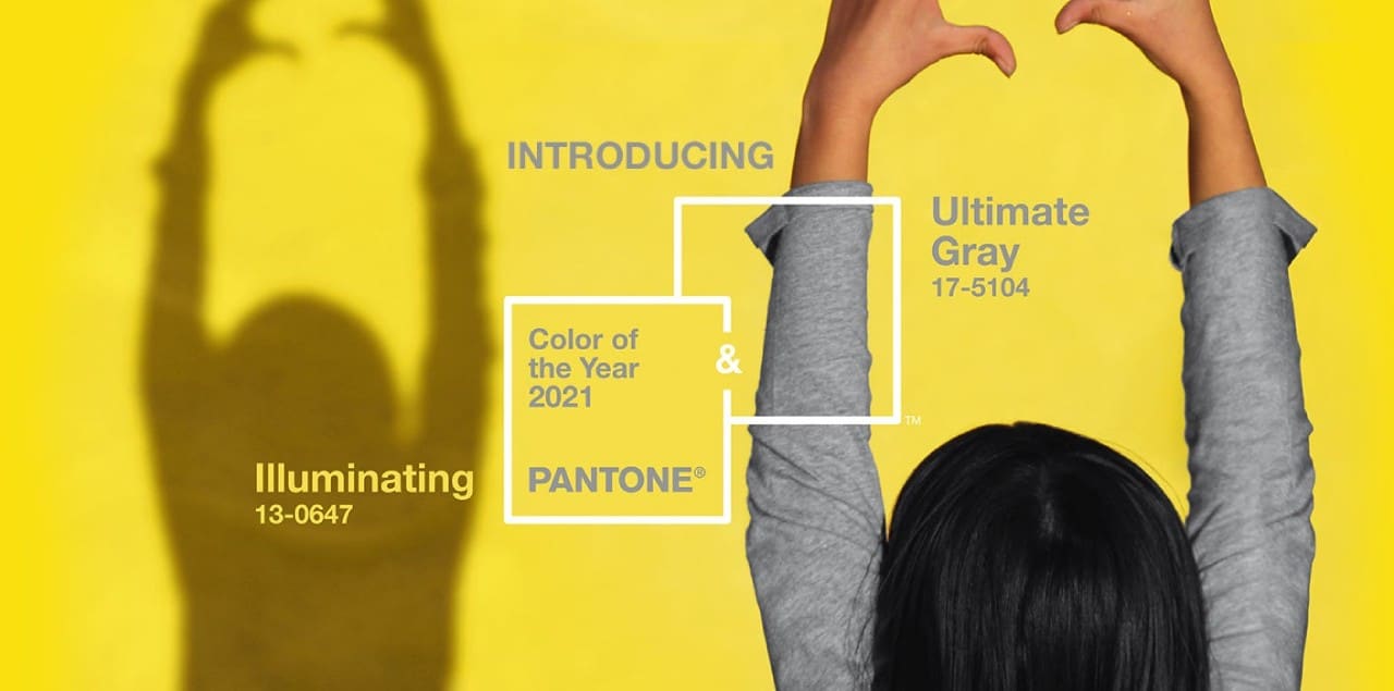 plakat kolor roku pantone 2021 żółty szary
