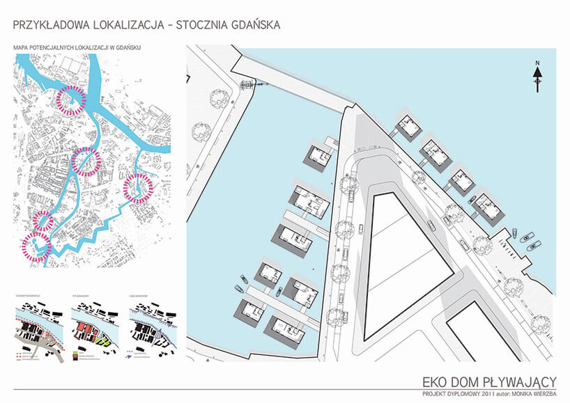 plan rozmieszczenia pływających domów Moniki Wierzby