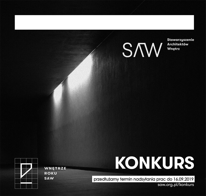 czarno-biały plakat Konkursu Wnętrze Roku SAW