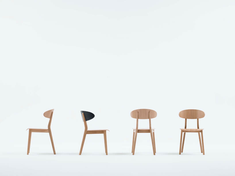 cztery drewniane krzesła pokazujące wygląd z każdej strony