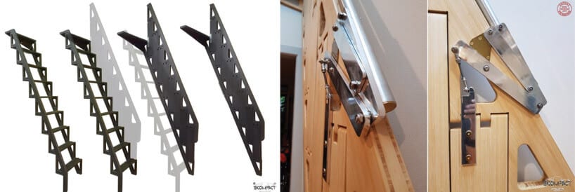 metalowy mechanizm drewnianych składanych schodów