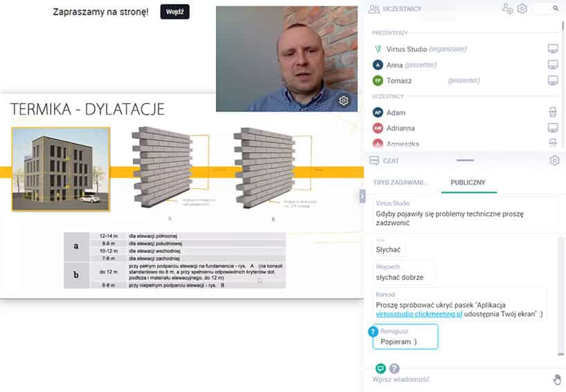 zdjęcie komunikatora podczas webinarium