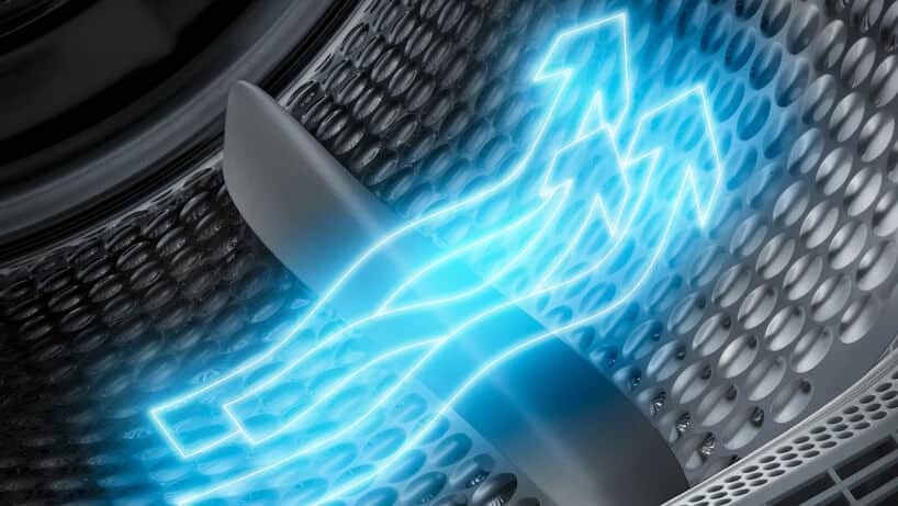wizualizacja działania suszarki do ubrań marki Siemens